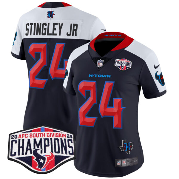 Women's Houston Texans 2024 AFC South Division Champions Patch Vapor Limited Jersey - All Stitched - Image 32