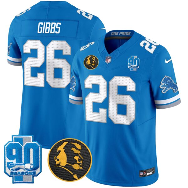 Men's Detroit Lions 2025 90th & John Madden Patch Vapor Limited Jersey V2 - All Stitched - Image 39