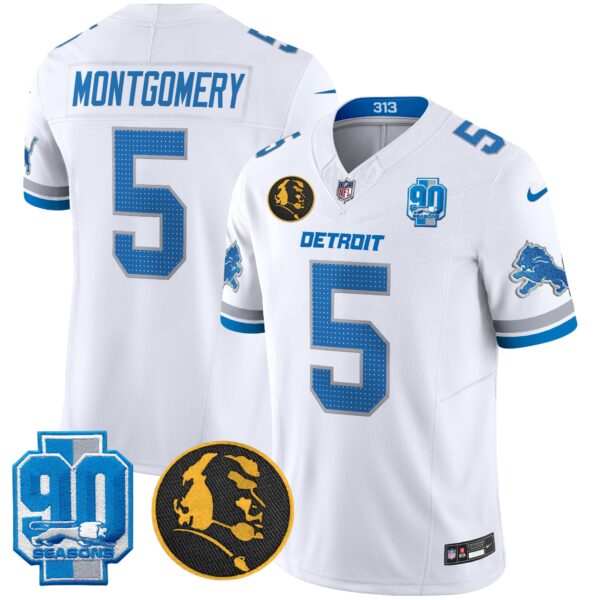 Men's Detroit Lions 2025 90th & John Madden Patch Vapor Limited Jersey V2 - All Stitched - Image 28