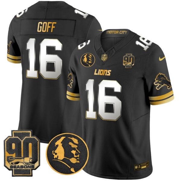 Men's Detroit Lions 2024 90th & John Madden Patch Gold Vapor Limited Jersey V2 - All Stitched - Image 25