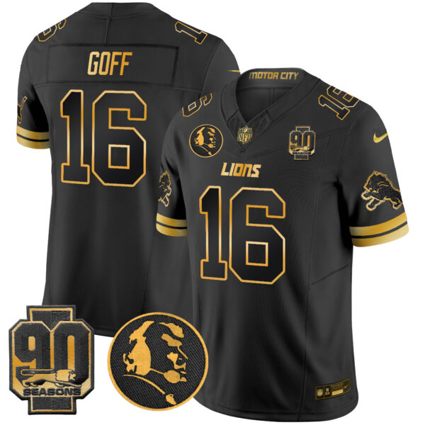 Men's Detroit Lions 2024 90th & John Madden Patch Gold Vapor Limited Jersey V2 - All Stitched - Image 17