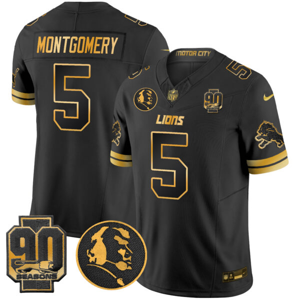Men's Detroit Lions 2024 90th & John Madden Patch Gold Vapor Limited Jersey V2 - All Stitched - Image 20