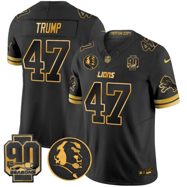 Men's Detroit Lions 2024 90th & John Madden Patch Gold Vapor Limited Jersey V2 - All Stitched - Image 24