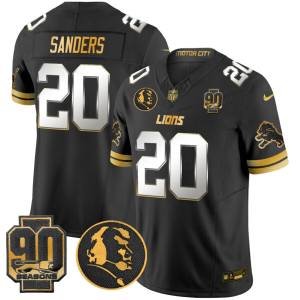 Men's Detroit Lions 2024 90th & John Madden Patch Gold Vapor Limited Jersey V2 - All Stitched - Image 29