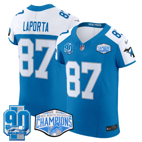 Men's Detroit Lions 2024 NFC North Division Champions Patch Vapor Elite Jersey - All Stitched - Image 23