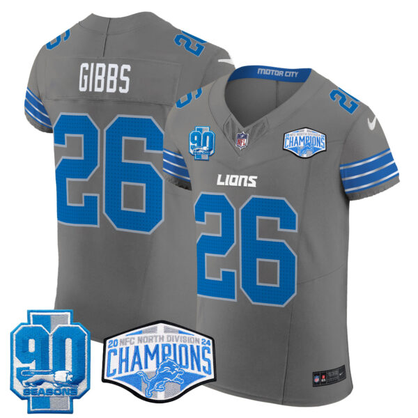Men's Detroit Lions 2024 NFC North Division Champions Patch Vapor Elite Jersey - All Stitched - Image 47