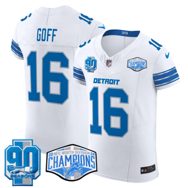 Men's Detroit Lions 2024 NFC North Division Champions Patch Vapor Elite Jersey - All Stitched - Image 26