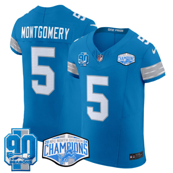 Men's Detroit Lions 2024 NFC North Division Champions Patch Vapor Elite Jersey - All Stitched - Image 37