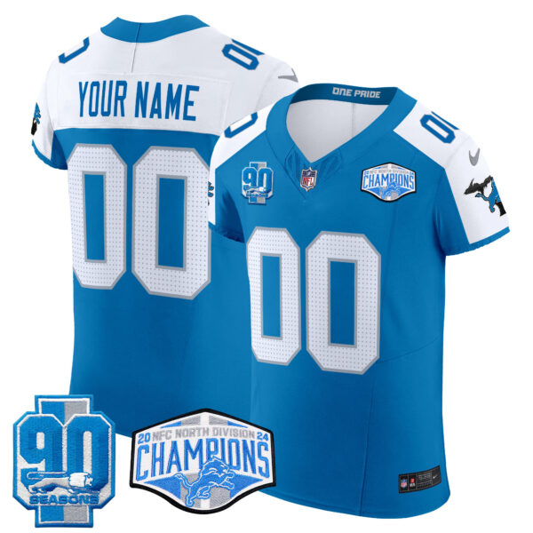 Detroit Lions 2024 NFC North Division Champions Patch Vapor Elite Custom Jersey - All Stitched - Image 3