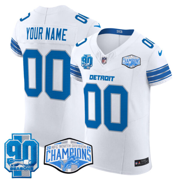 Detroit Lions 2024 NFC North Division Champions Patch Vapor Elite Custom Jersey - All Stitched - Image 4