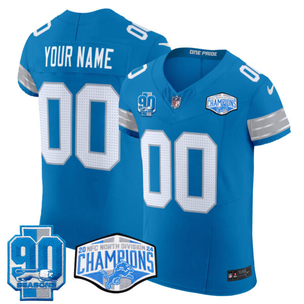 Detroit Lions 2024 NFC North Division Champions Patch Vapor Elite Custom Jersey - All Stitched - Image 5
