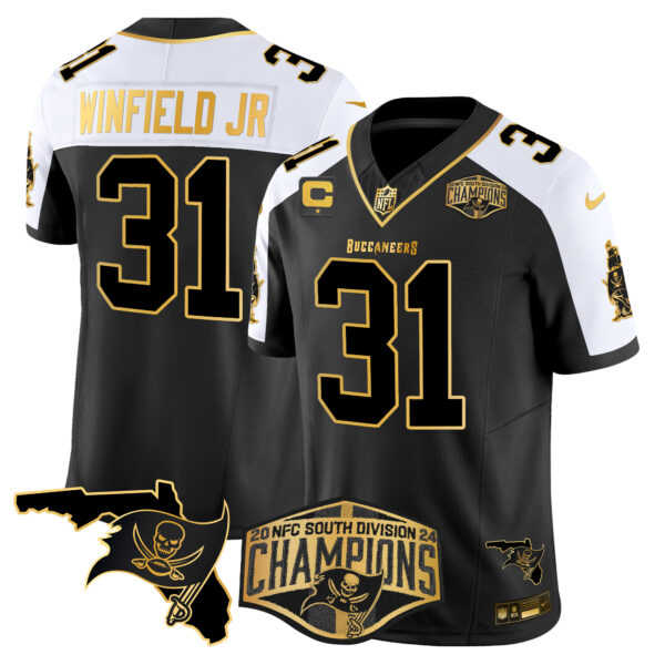 Men's Buccaneers 2024 NFC South Division Champions Patch Gold Vapor Limited Jersey - All Stitched - Image 7