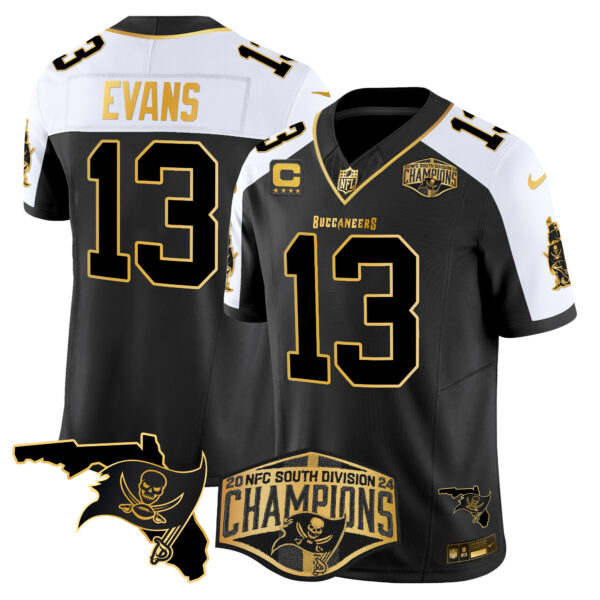 Men's Buccaneers 2024 NFC South Division Champions Patch Gold Vapor Limited Jersey - All Stitched - Image 4