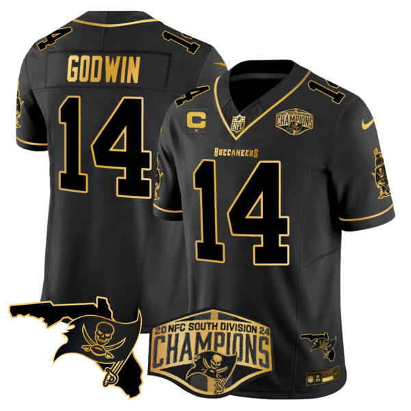 Men's Buccaneers 2024 NFC South Division Champions Patch Gold Vapor Limited Jersey - All Stitched - Image 21