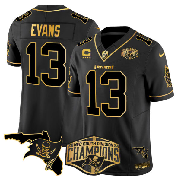 Men's Buccaneers 2024 NFC South Division Champions Patch Gold Vapor Limited Jersey - All Stitched - Image 20