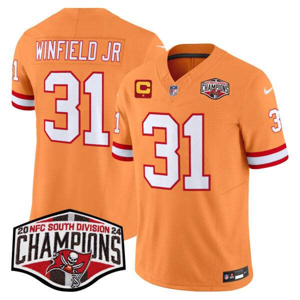 Men's Tampa Bay Buccaneers Creamsicle 2024 NFC South Division Champions Patch Vapor Limited Jersey - All Stitched - Image 21