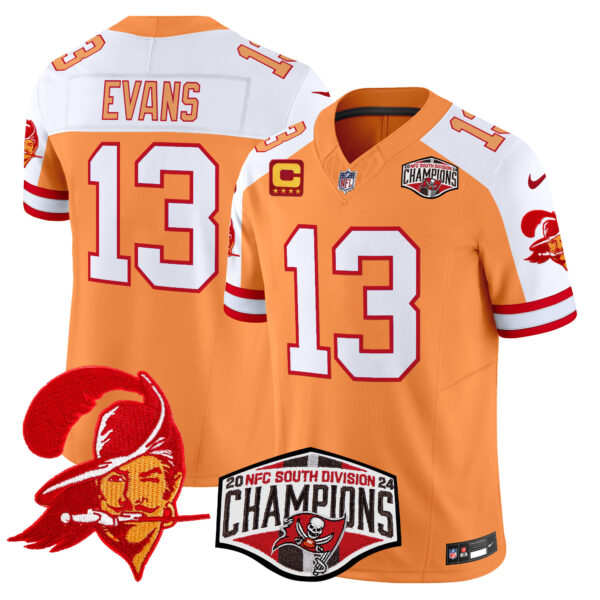 Men's Tampa Bay Buccaneers Creamsicle 2024 NFC South Division Champions Patch Vapor Limited Jersey - All Stitched - Image 4