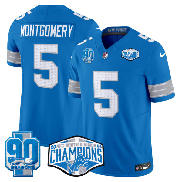 Men's Detroit Lions 2024 NFC North Division Champions Patch Vapor Limited Jersey - All Stitched - Image 20