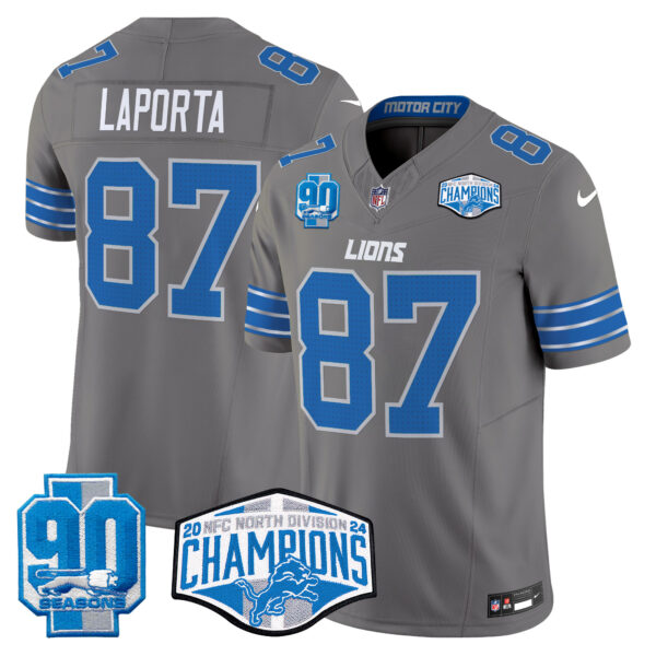 Men's Detroit Lions 2024 NFC North Division Champions Patch Vapor Limited Jersey - All Stitched - Image 30