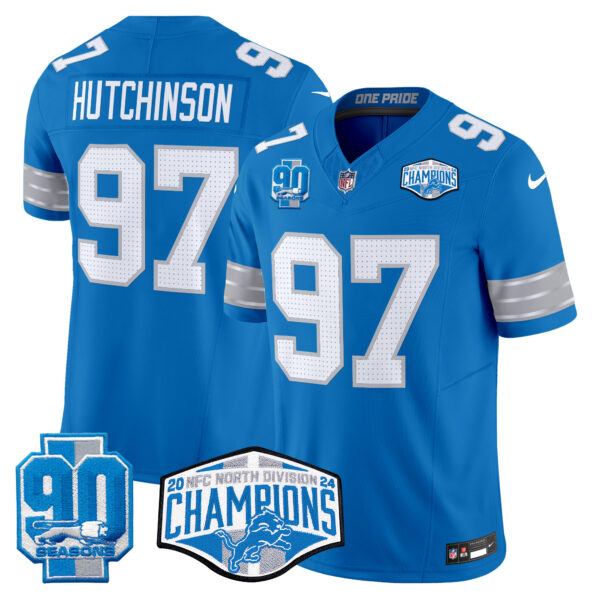 Men's Detroit Lions 2024 NFC North Division Champions Patch Vapor Limited Jersey - All Stitched - Image 18