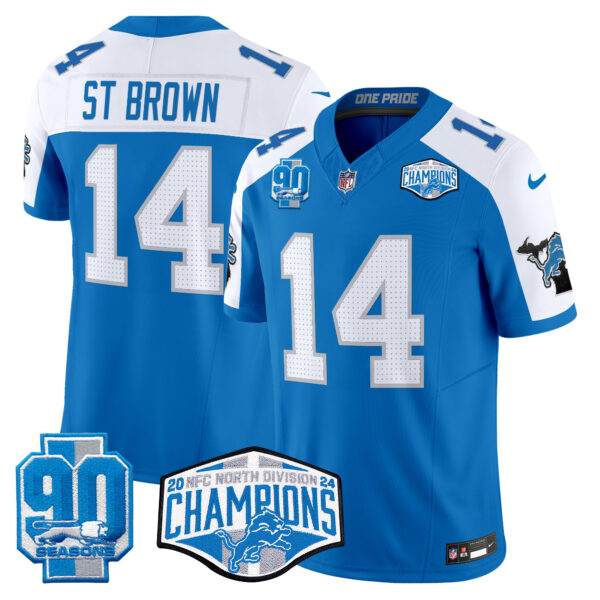 Men's Detroit Lions 2024 NFC North Division Champions Patch Vapor Limited Jersey - All Stitched - Image 43