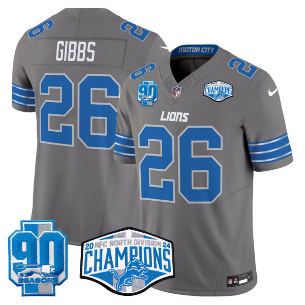 Men's Detroit Lions 2024 NFC North Division Champions Patch Vapor Limited Jersey - All Stitched - Image 31