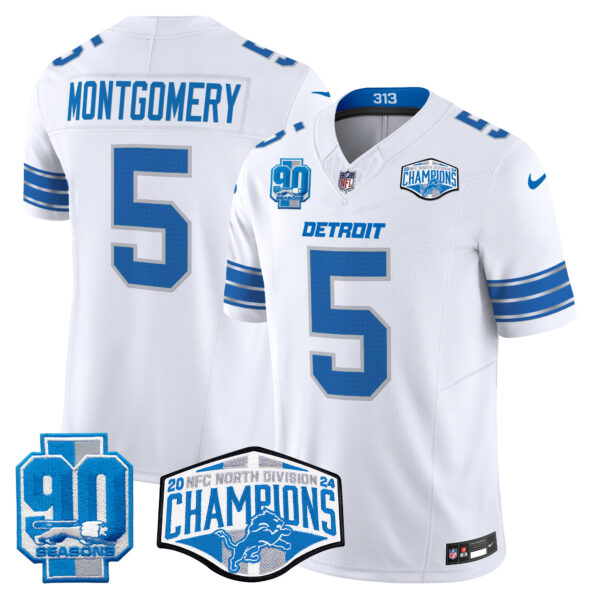 Men's Detroit Lions 2024 NFC North Division Champions Patch Vapor Limited Jersey - All Stitched - Image 12