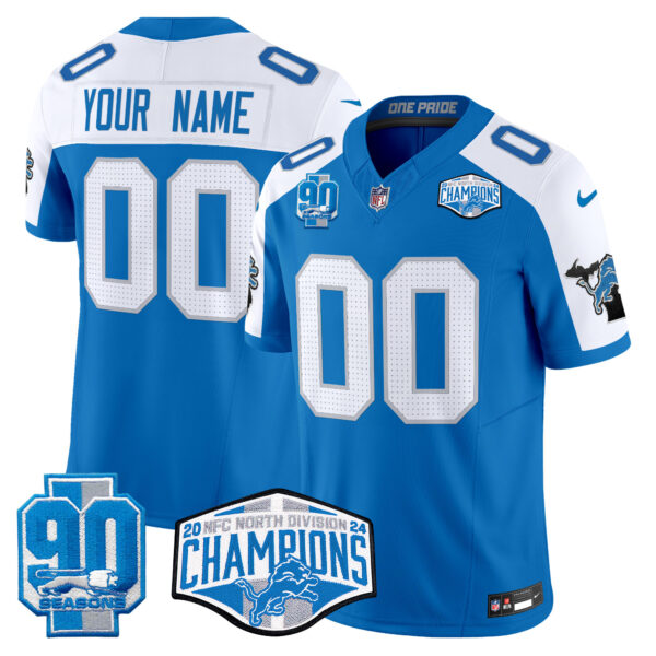 Detroit Lions 2024 NFC North Division Champions Patch Vapor Limited Custom Jersey - All Stitched - Image 6