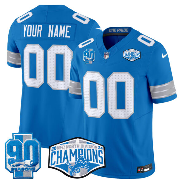 Detroit Lions 2024 NFC North Division Champions Patch Vapor Limited Custom Jersey - All Stitched - Image 3
