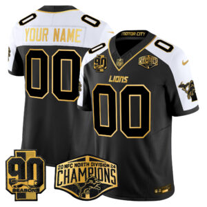 Detroit Lions 2024 NFC North Division Champions Patch Gold Vapor Limited Custom Jersey - All Stitched
