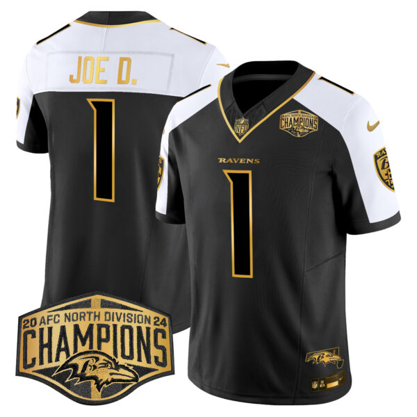 Men's Ravens Maryland 2024 AFC North Division Champions Patch Gold Vapor Limited Jersey - All Stitched - Image 18