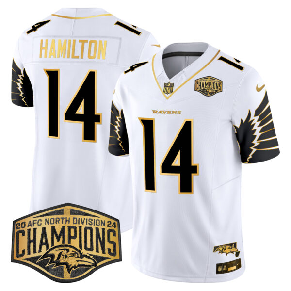Men's Ravens Maryland 2024 AFC North Division Champions Patch Gold Vapor Limited Jersey - All Stitched - Image 22