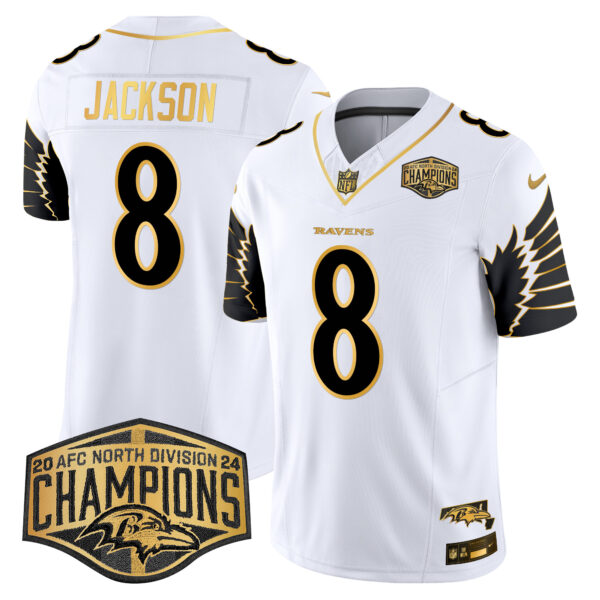 Men's Ravens Maryland 2024 AFC North Division Champions Patch Gold Vapor Limited Jersey - All Stitched - Image 20