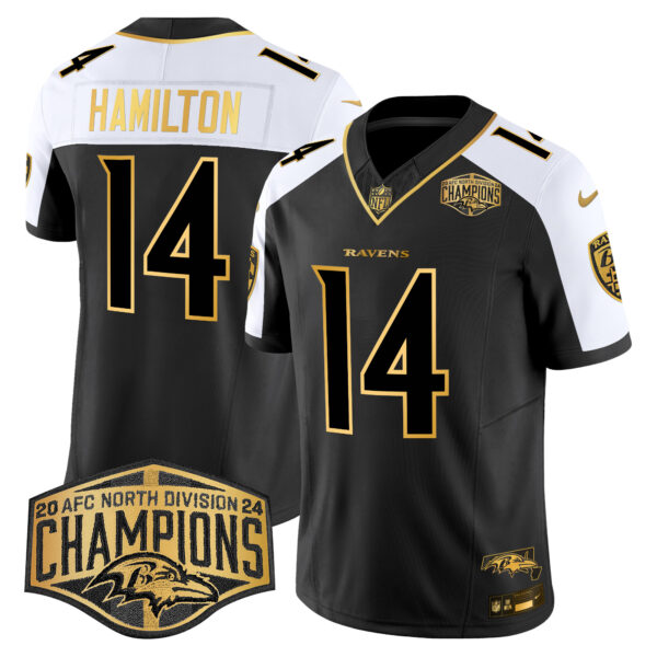 Men's Ravens Maryland 2024 AFC North Division Champions Patch Gold Vapor Limited Jersey - All Stitched - Image 13