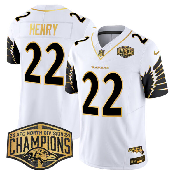 Men's Ravens Maryland 2024 AFC North Division Champions Patch Gold Vapor Limited Jersey - All Stitched - Image 19