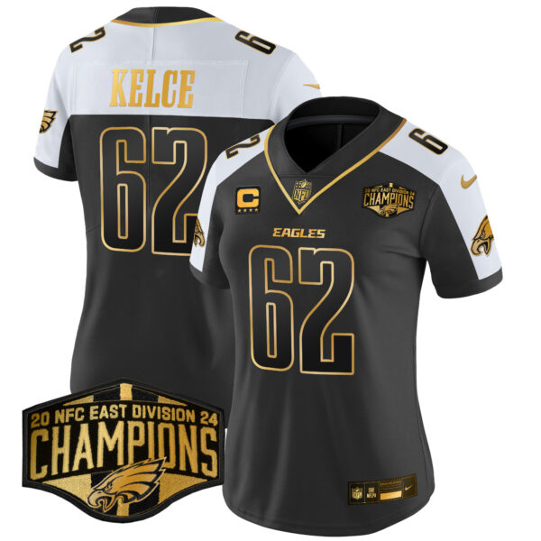 Women's Eagles 2024 NFC East Division Champions Gold Vapor Limited Jersey - All Stitched - Image 4