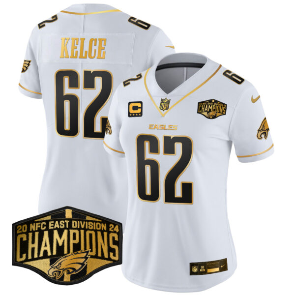 Women's Eagles 2024 NFC East Division Champions Gold Vapor Limited Jersey - All Stitched - Image 12
