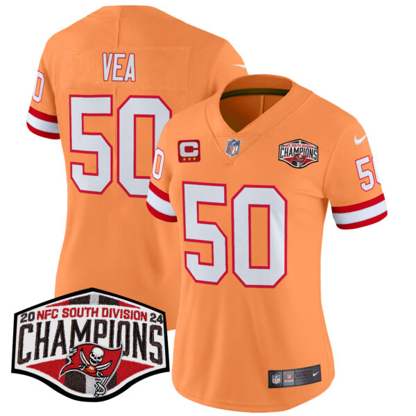 Women's Tampa Bay Buccaneers Creamsicle 2024 NFC South Division Champions Patch Vapor Limited Jersey - All Stitched - Image 20