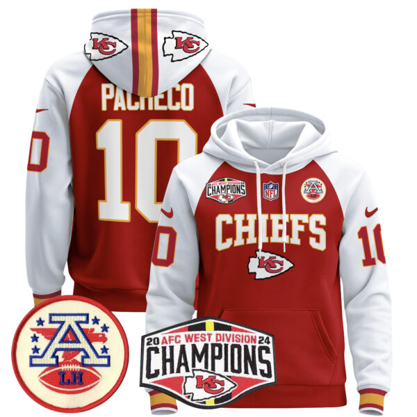 Men's Kansas City Chiefs 2024 AFC West Division Champions Pullover Hoodie - All Stitched - Image 31