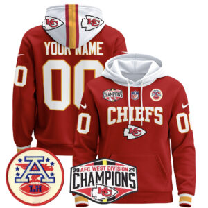Kansas City Chiefs 2024 AFC West Division Champions Custom Pullover Hoodie - All Stitched