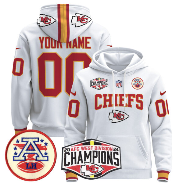 Kansas City Chiefs 2024 AFC West Division Champions Custom Pullover Hoodie - All Stitched - Image 2