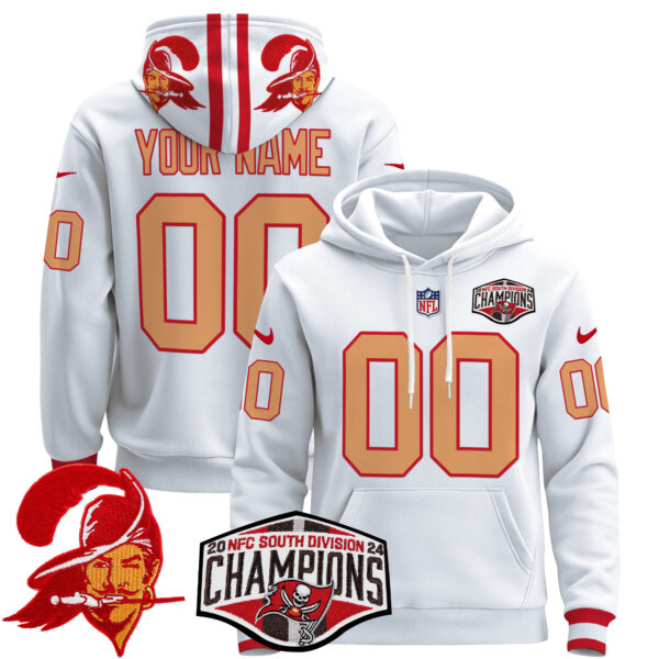Tampa Bay Buccaneers Creamsicle 2024 NFC South Division Champions Patch Custom Pullover Hoodie - All Stitched - Image 4