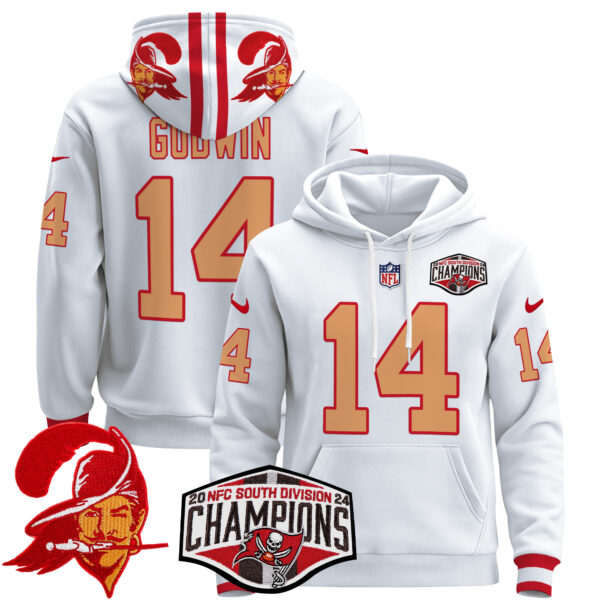 Men's Tampa Bay Buccaneers Creamsicle 2024 NFC South Division Champions Patch Pullover Hoodie - All Stitched - Image 26