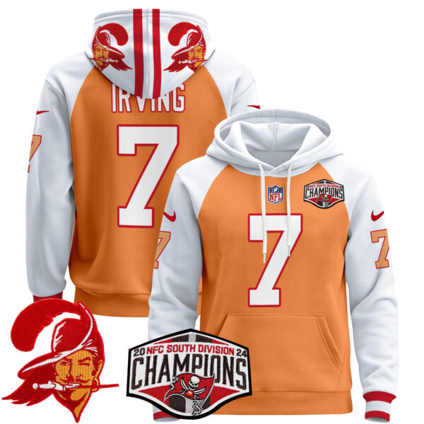Men's Tampa Bay Buccaneers Creamsicle 2024 NFC South Division Champions Patch Pullover Hoodie - All Stitched - Image 2