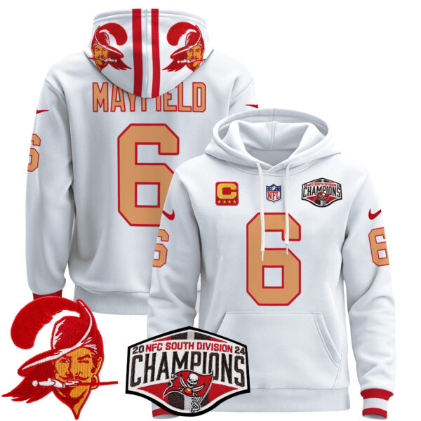 Men's Tampa Bay Buccaneers Creamsicle 2024 NFC South Division Champions Patch Pullover Hoodie - All Stitched - Image 22