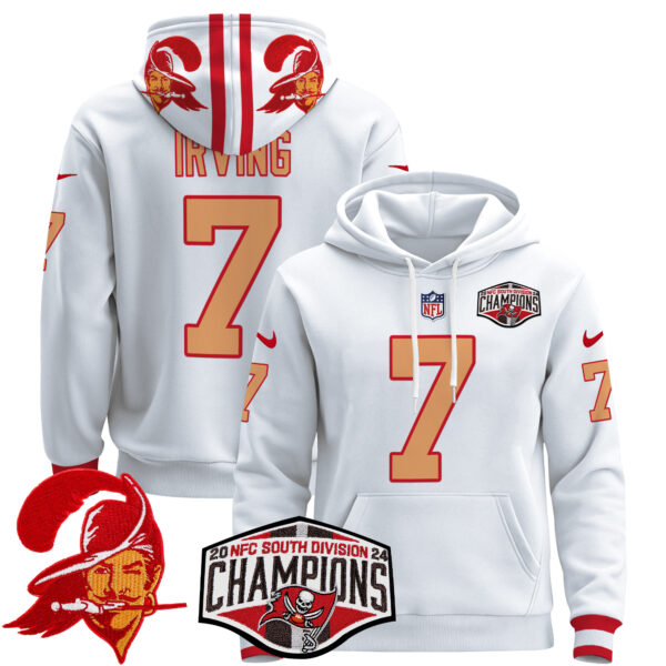 Men's Tampa Bay Buccaneers Creamsicle 2024 NFC South Division Champions Patch Pullover Hoodie - All Stitched - Image 23