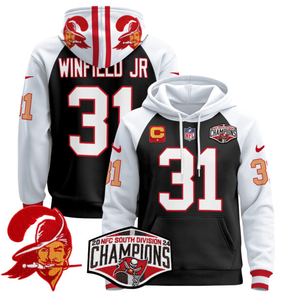 Men's Tampa Bay Buccaneers Creamsicle 2024 NFC South Division Champions Patch Pullover Hoodie - All Stitched - Image 14
