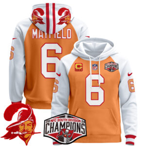 Men's Tampa Bay Buccaneers Creamsicle 2024 NFC South Division Champions Patch Pullover Hoodie - All Stitched