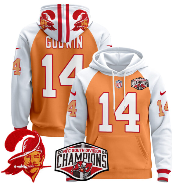 Men's Tampa Bay Buccaneers Creamsicle 2024 NFC South Division Champions Patch Pullover Hoodie - All Stitched - Image 5