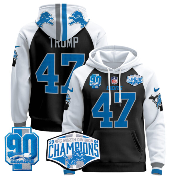 Men's Detroit Lions 2024 NFC North Division Champions Patch Pullover Hoodie - All Stitched - Image 8